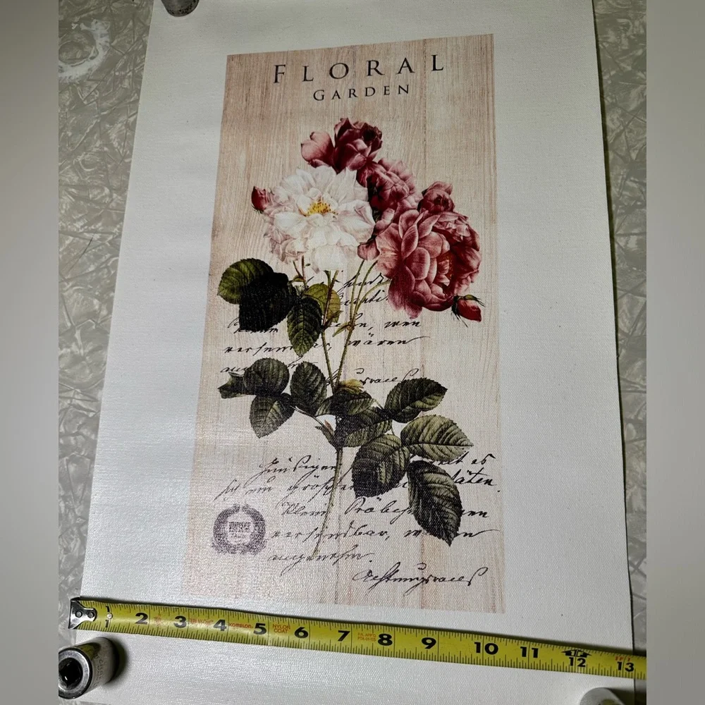 Printed art on loose unstretched Canvas Rose Cottage‎ Floral Garden Craft